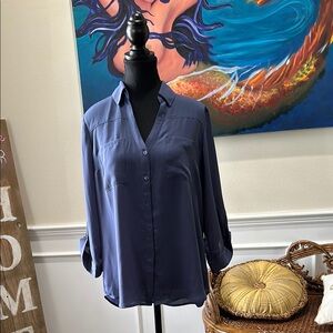 Women's Blue Button-Up Blouse